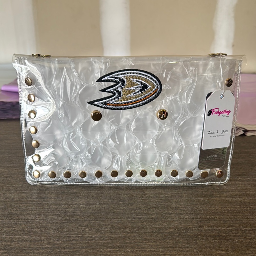 NHL Anaheim Ducks Clear Studded Clutch